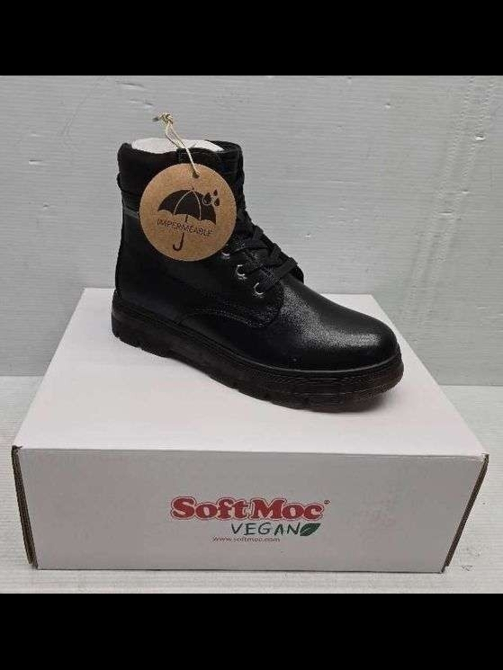 NEW SoftMoc Womens Black Lace-Up Combat Boots - Size 6.5/ 37